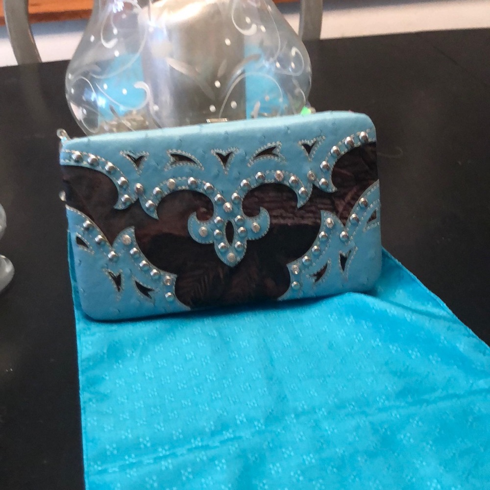 Light Blue/Camo Purse Clutch
